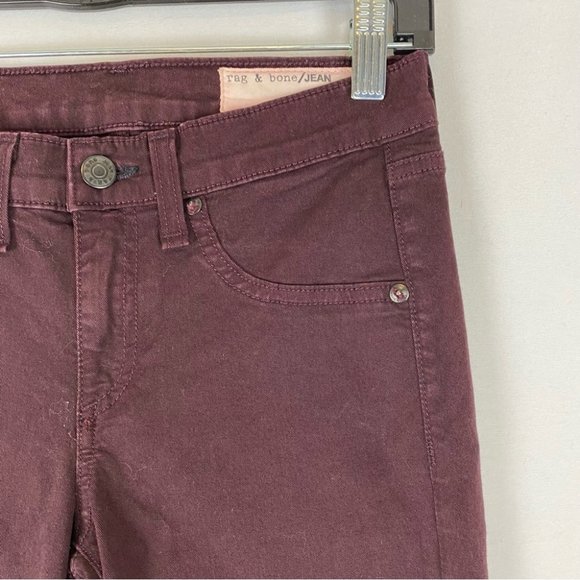 Rag & Bone Burgundy Devi Ankle Zip Skinny Jean Size 25 - Picture 4 of 13